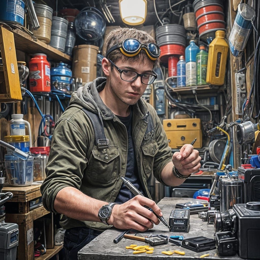 Young Man's Creative Mancave Creation