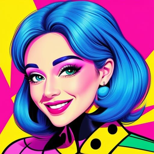 Pop Art Girl Smiling in Comic Book Style