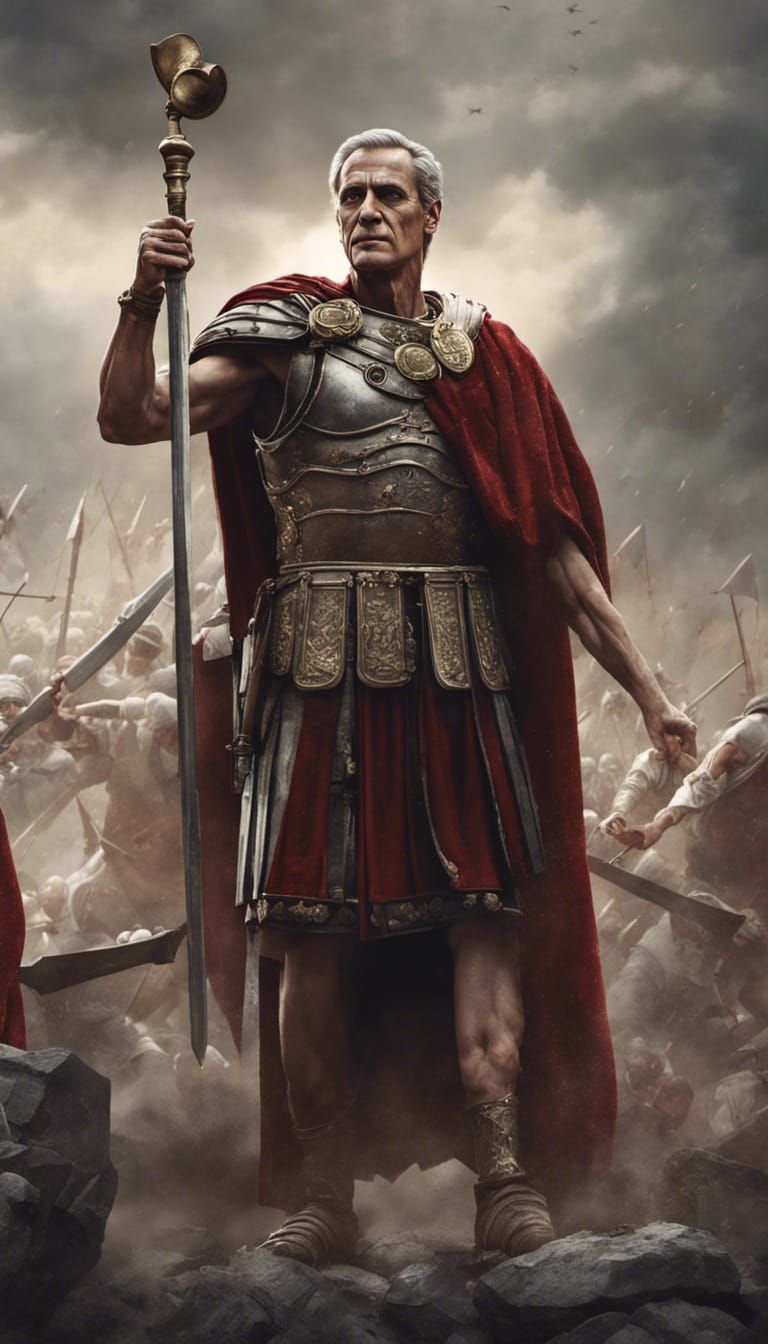 Julius Caesar Portrait in Battle, 4K Detail