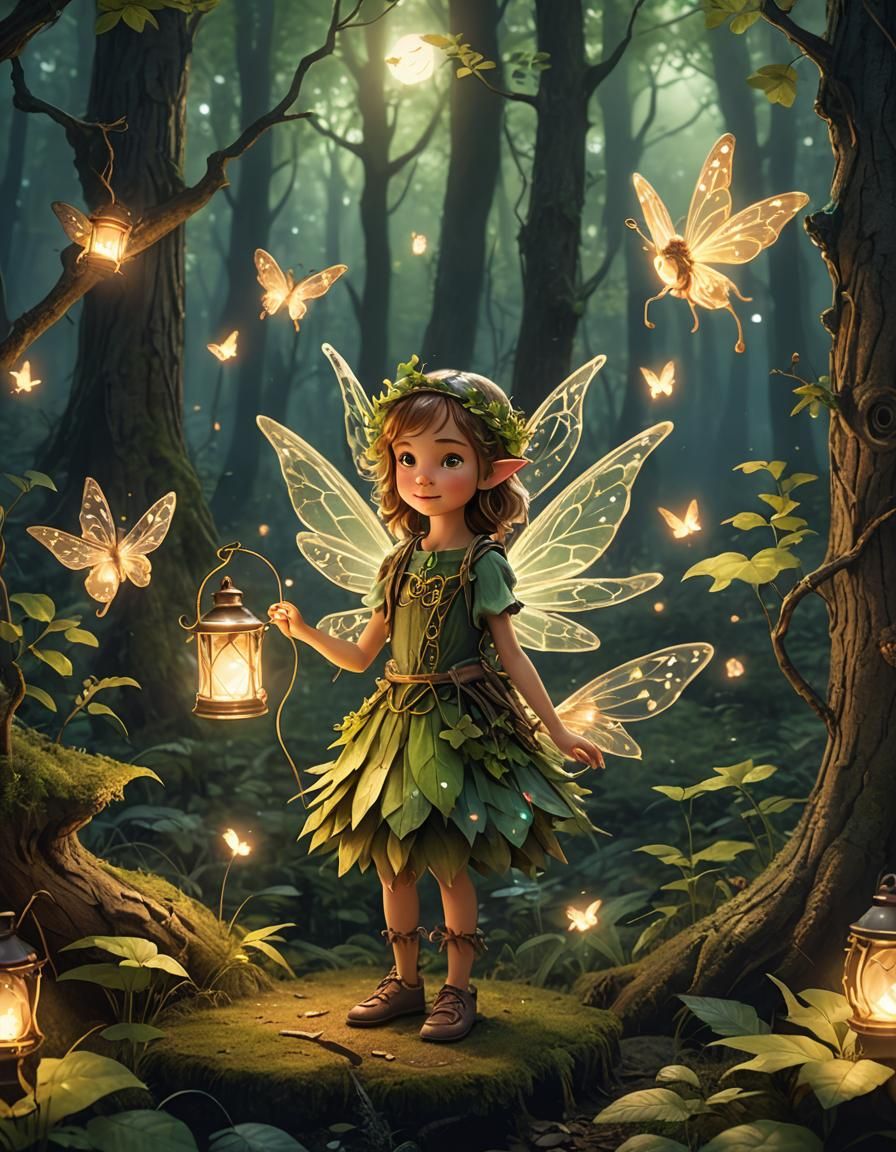 Enchanting Forest Fairy with Magic Lantern