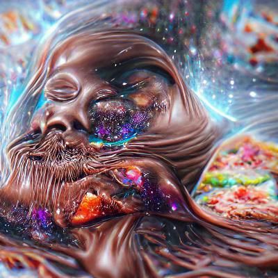 Holographic Cosmic Illustration of Eating Brownie