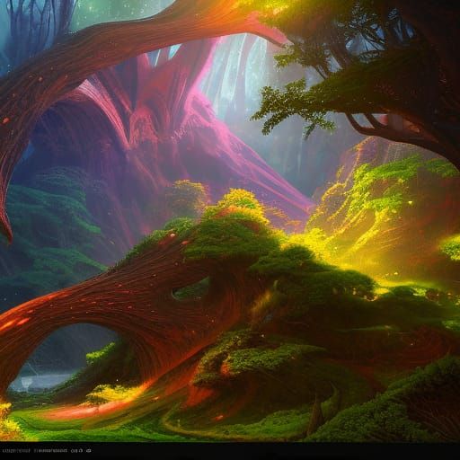 Fantastical Alien Forest in Deep Color, Matte Painting