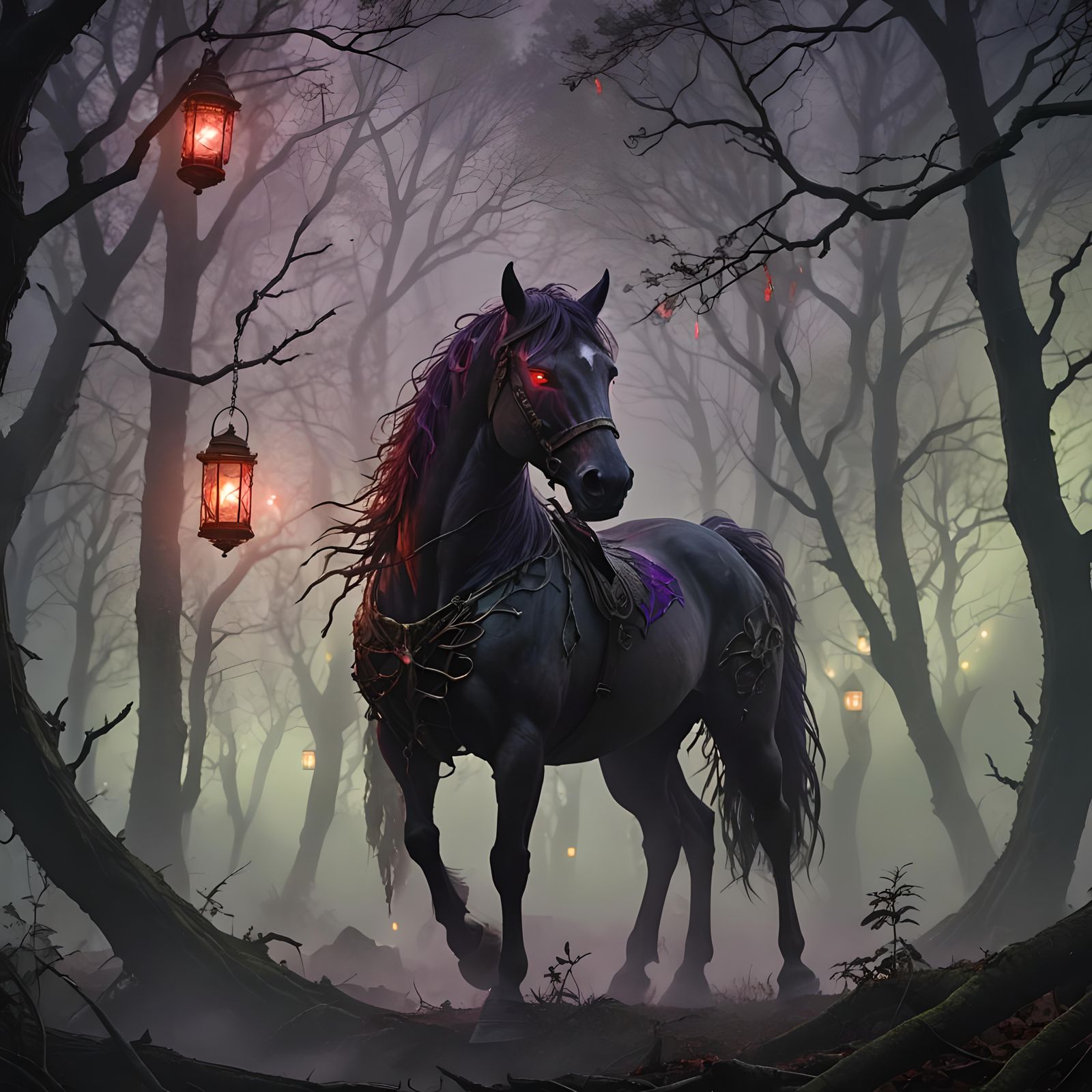 Creepy Halloween Horse in Detailed Matte Painting