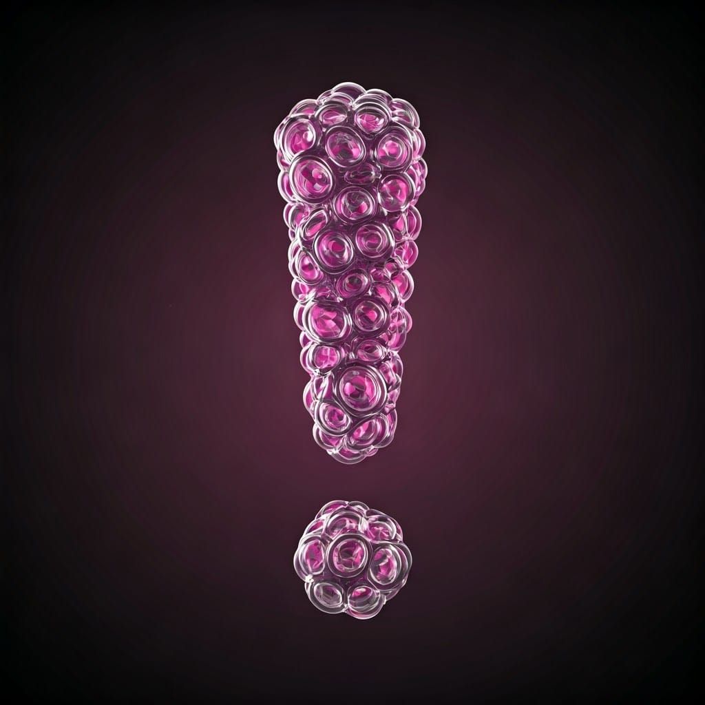 Hyperrealistic Pink Bubble Exclamation Mark in HDR