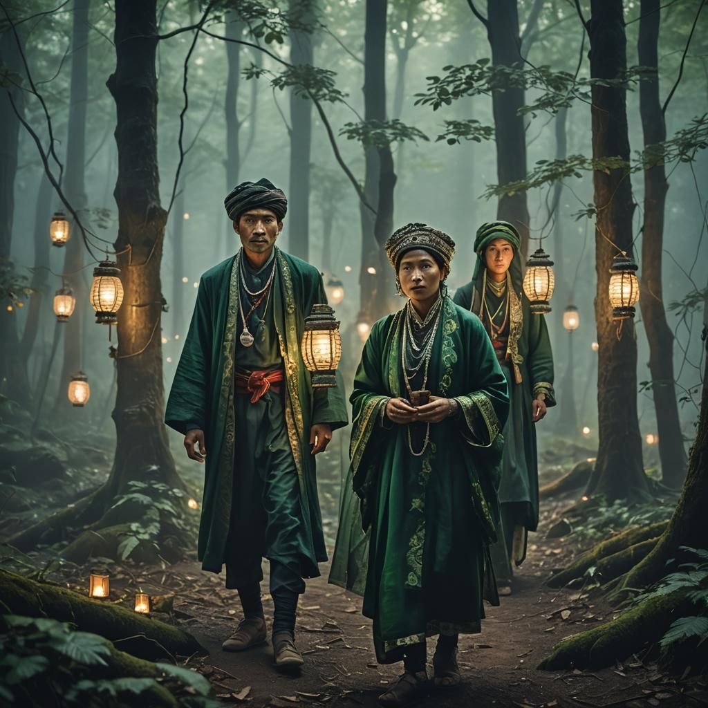 Ozorian People in Misty Forest: Hyper-Realistic Portrait