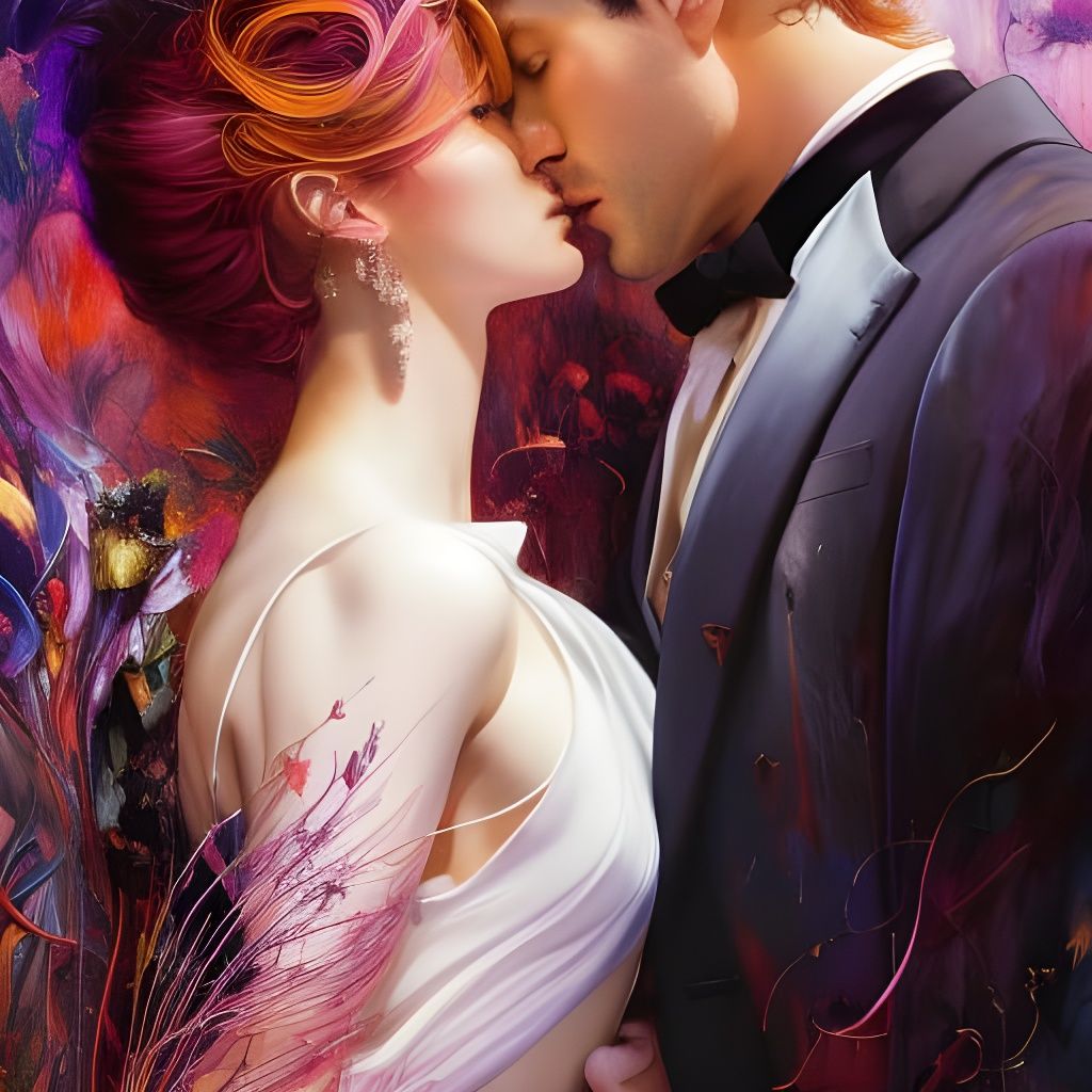 Passionate Embrace in a Fantasy Art Style