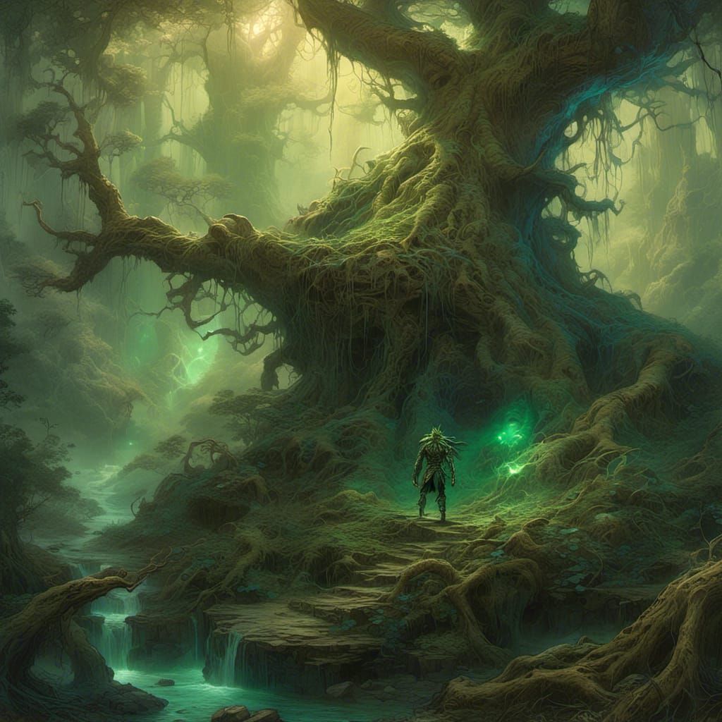Menacing Green Goblin in Mystical Forest