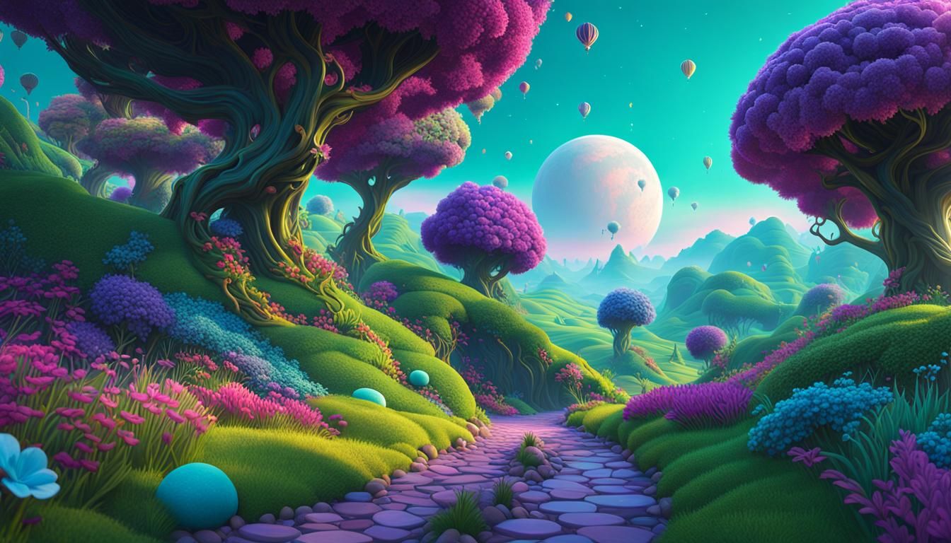 Colorful Landscape in Cel-Shaded Digital Illustration