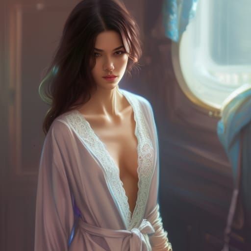 College Girl Portrait with Tattoos in Hyperdetailed Splash A...