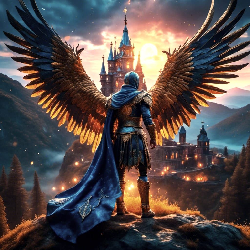 Noble Knight with Phoenix Emblem in Shining Armor