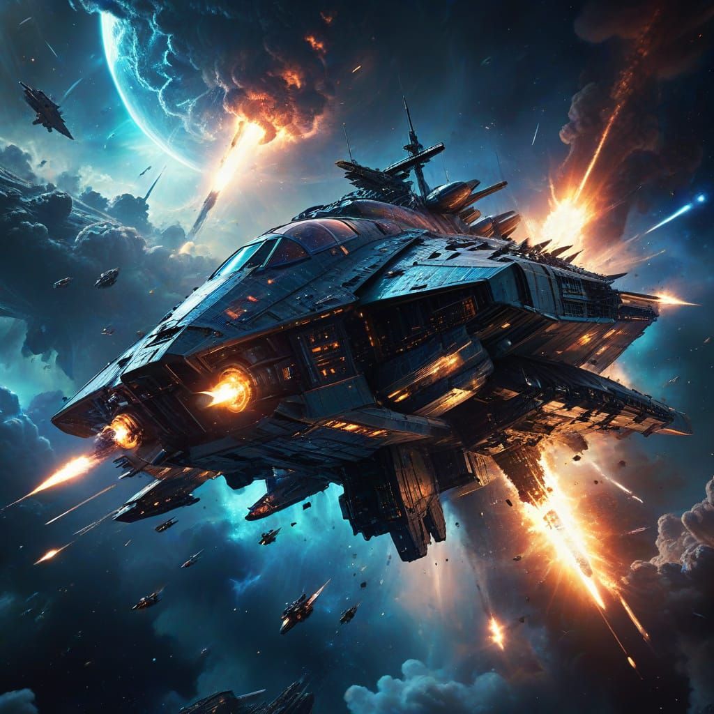 Epic Space Battle: Colossal Battleship Approaches Neptune