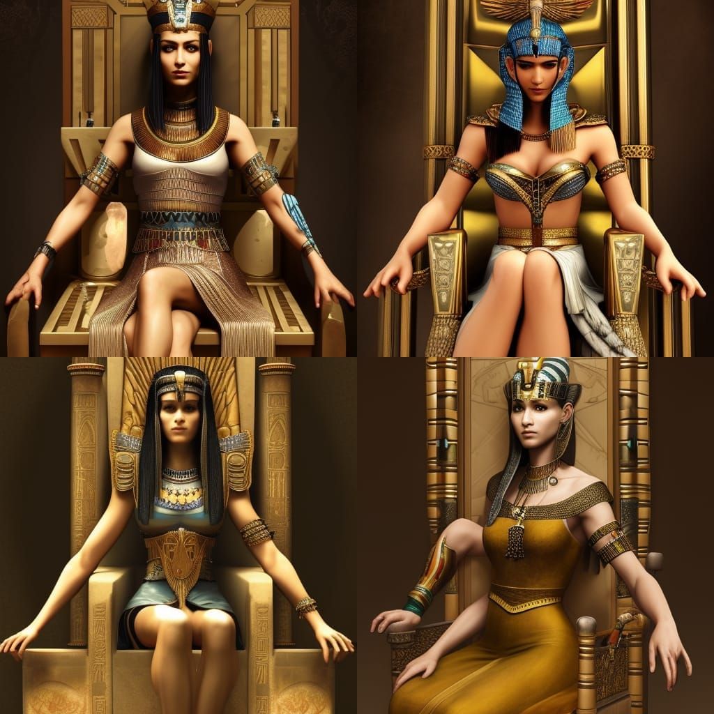 Cleopatra on a Throne in Fine Art Style