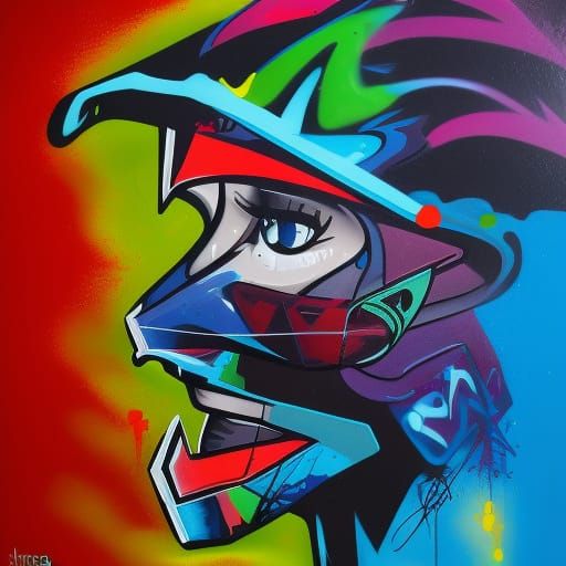 Hero in Graffiti Street Art Style