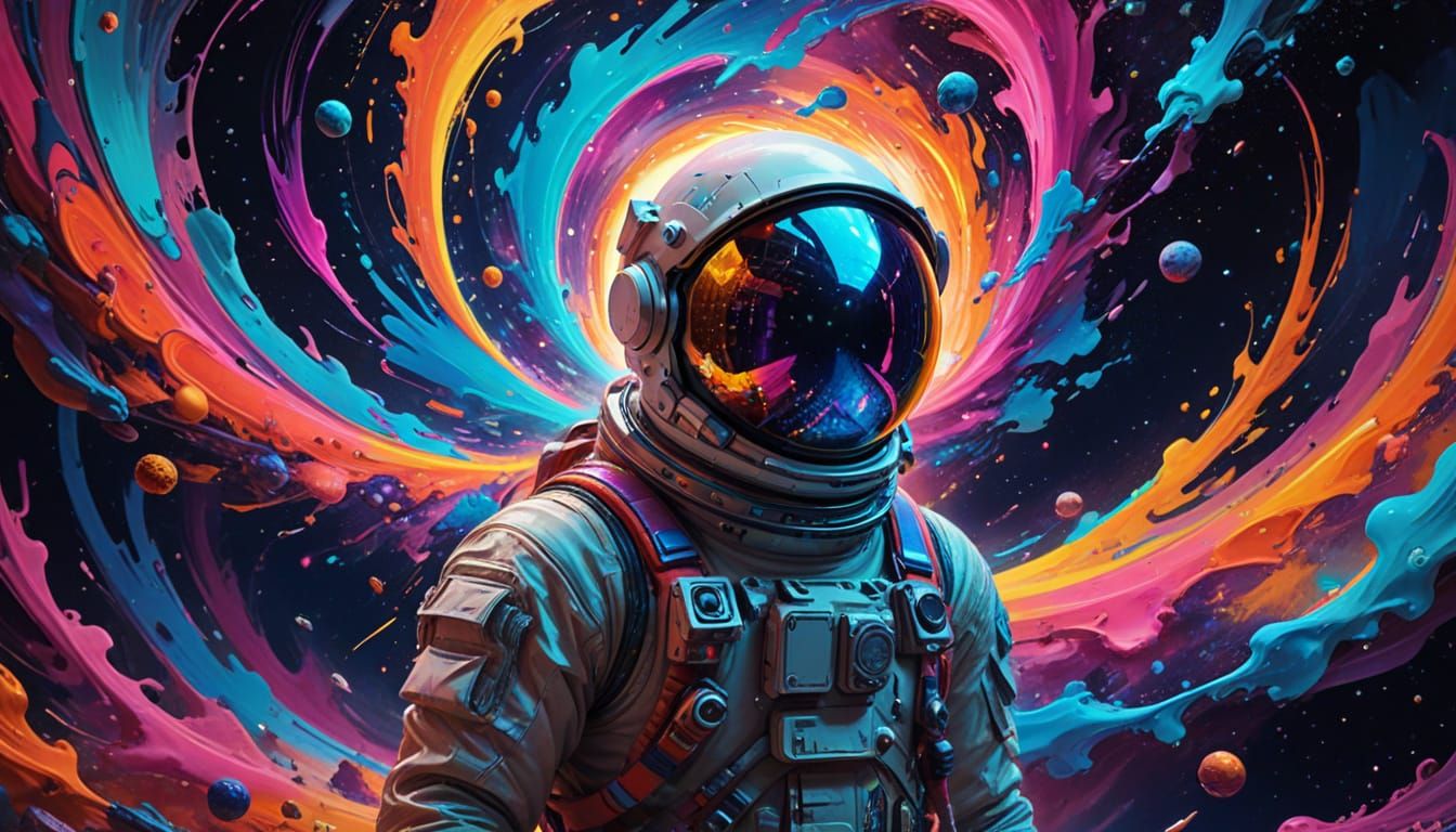 Surreal Cosmic Vortex in Vibrant Neon Hues