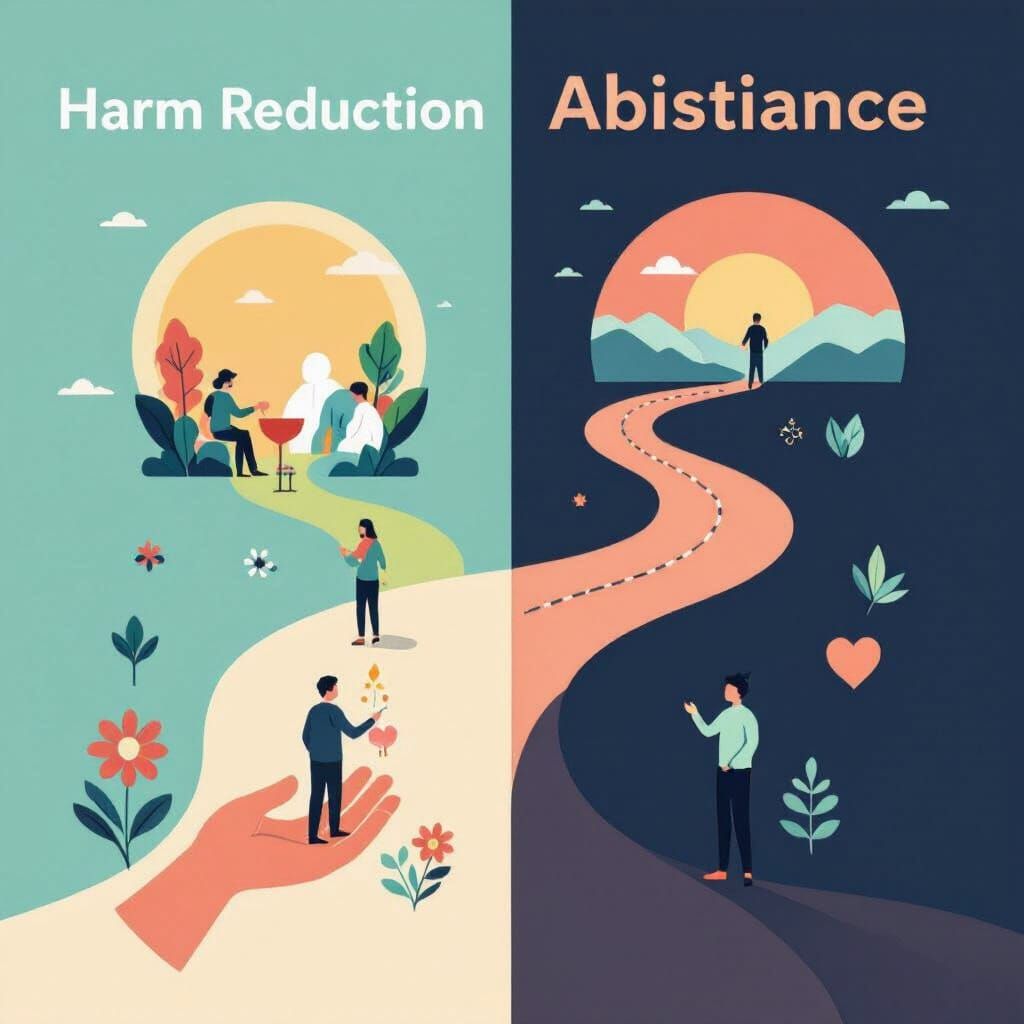 Harm Reduction vs Abstinence: Visual Metaphoric Contrast