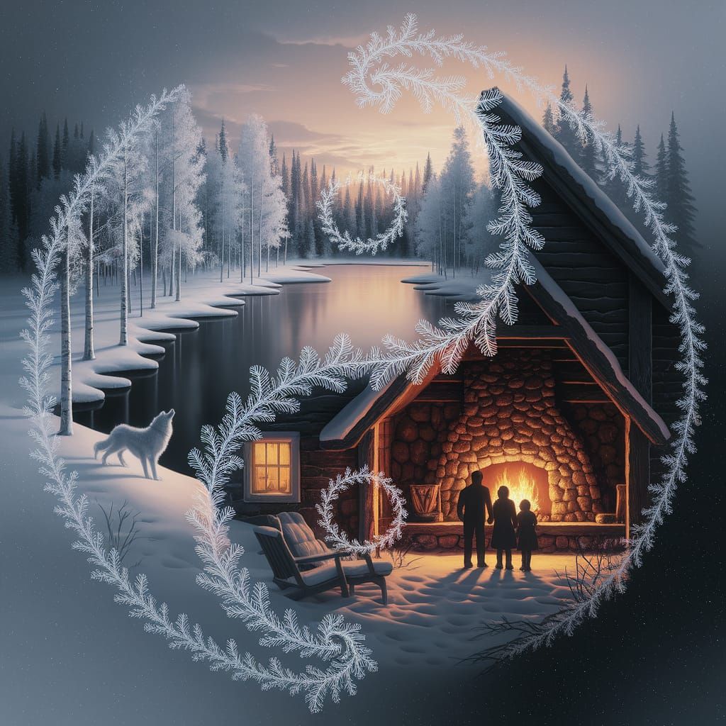 Winter Yin-Yang Landscape in Magical Realism Style