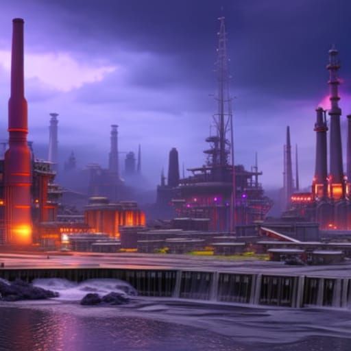 Futuristic Industrial City at Night in Unreal Engine
