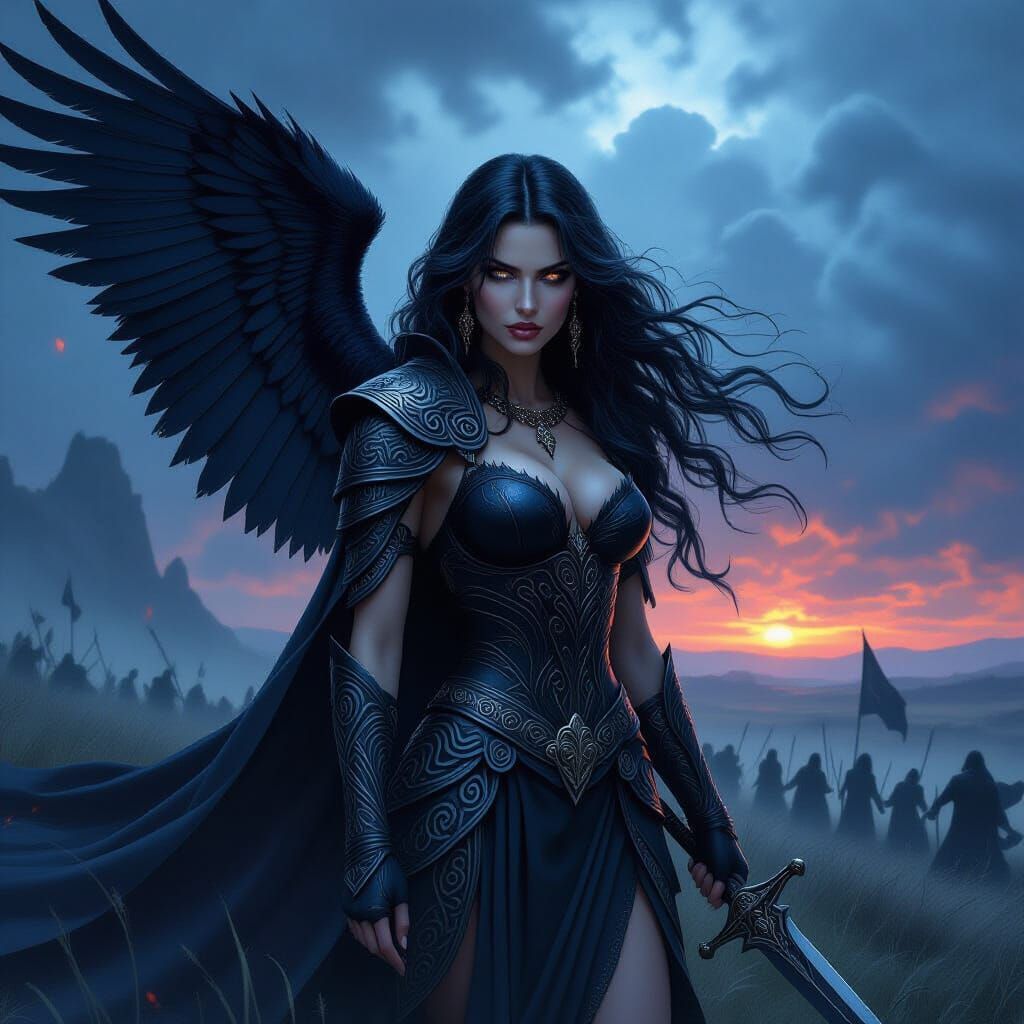 The Morrigan, Celtic Goddess of Battle, in Dark Fantasy Art