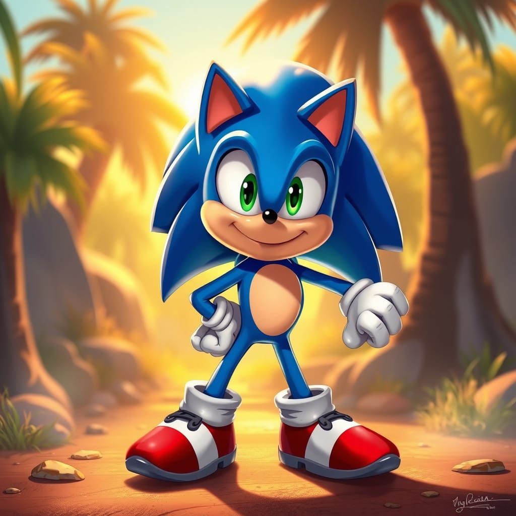 Blue Hedgehog Hero in Vibrant Cartoon Style