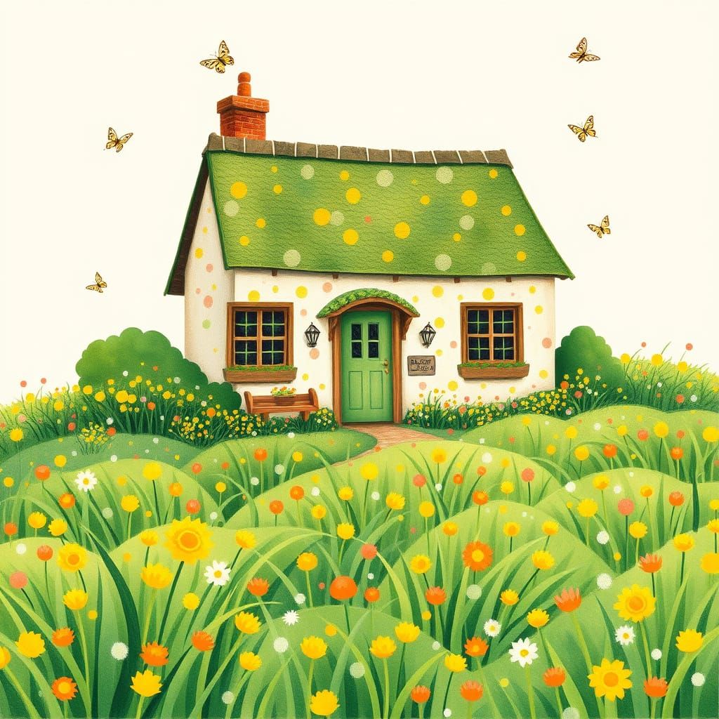 Polka Dot Cottage: A Whimsical English Storybook Scene