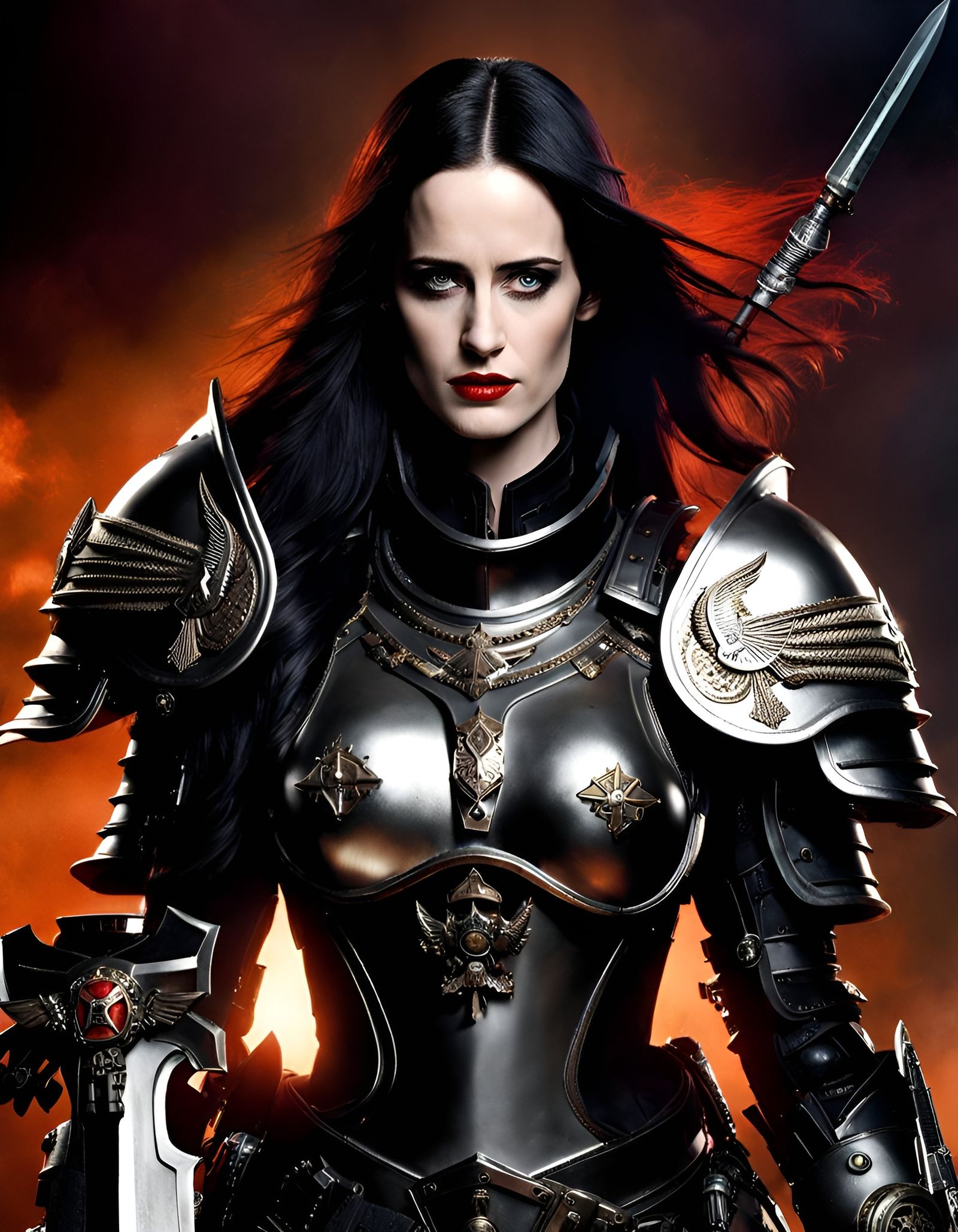 Sister of Battle Portrait in Warhammer 40k Style