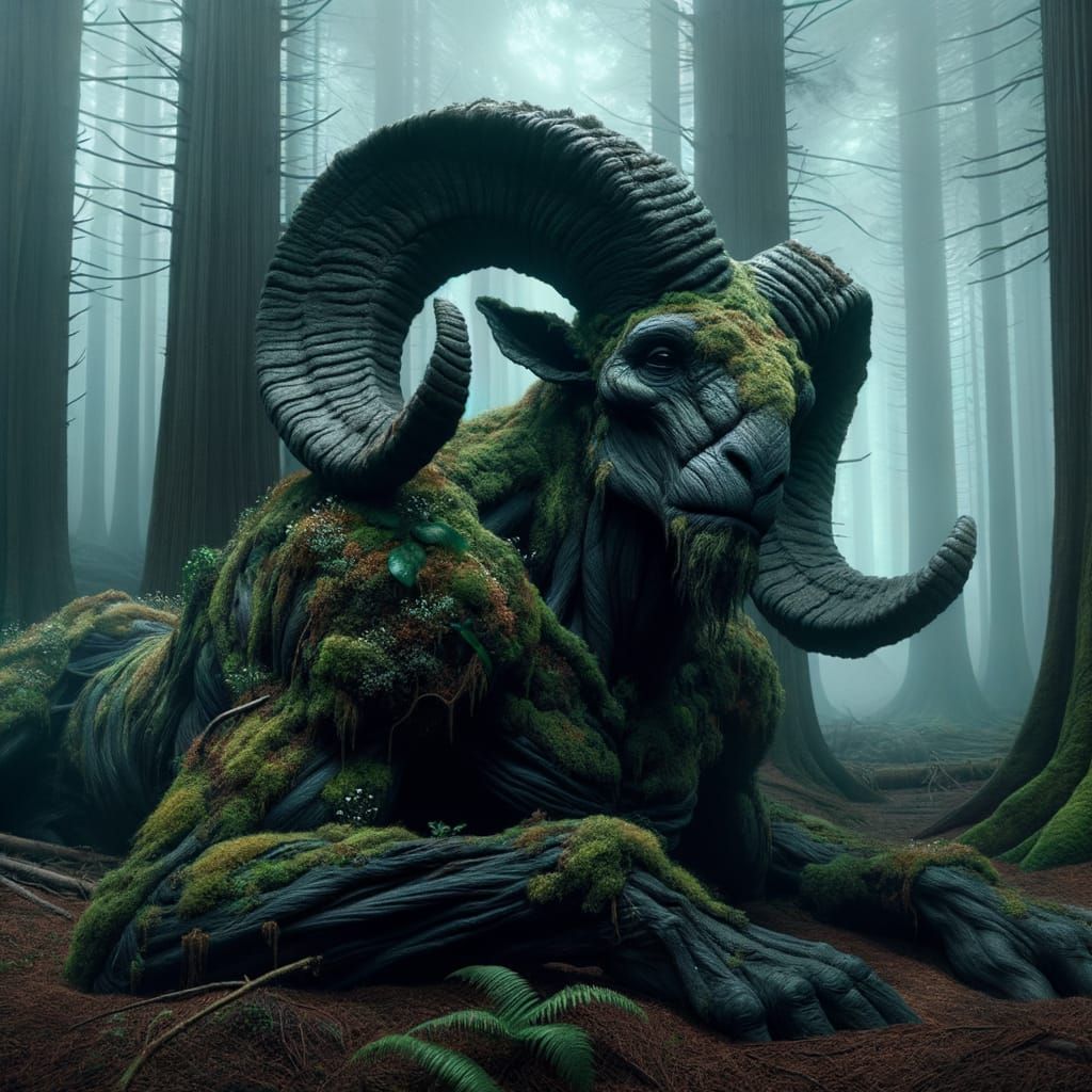 Mysterious Forest Cryptid: Ram-Headed Humanoid