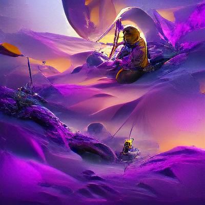 Astronaut on Purple Planet: Dark Fantasy Art