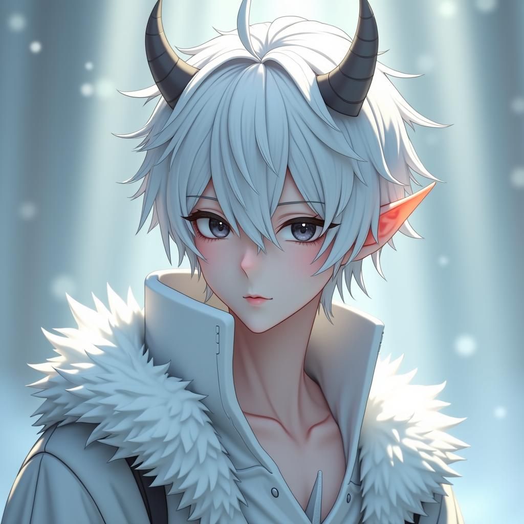 Icy Demon Portrait in Anime Style