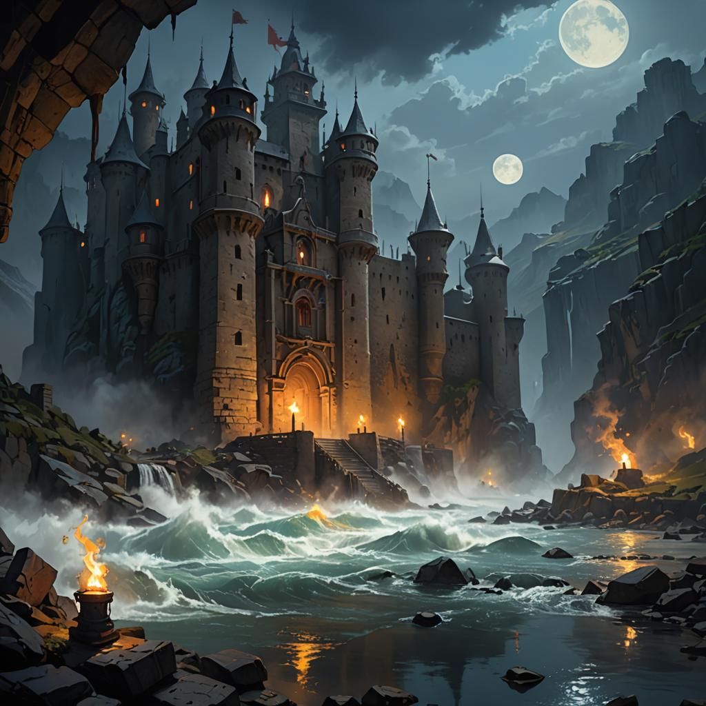 Dark Fantasy Bandit Fortress Concept Art