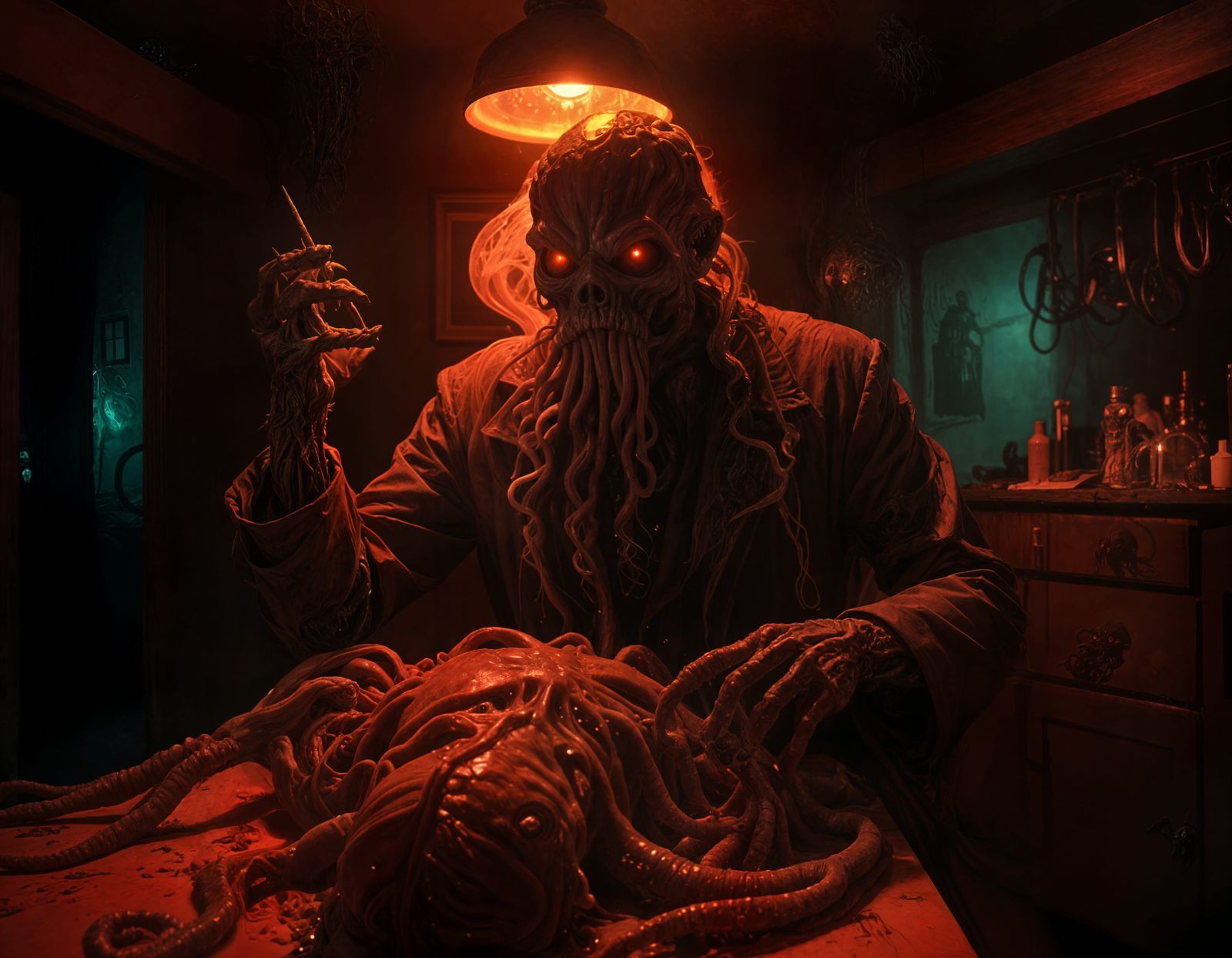 Cthulhu Ghoul Autopsy in Lovecraftian Horror Style