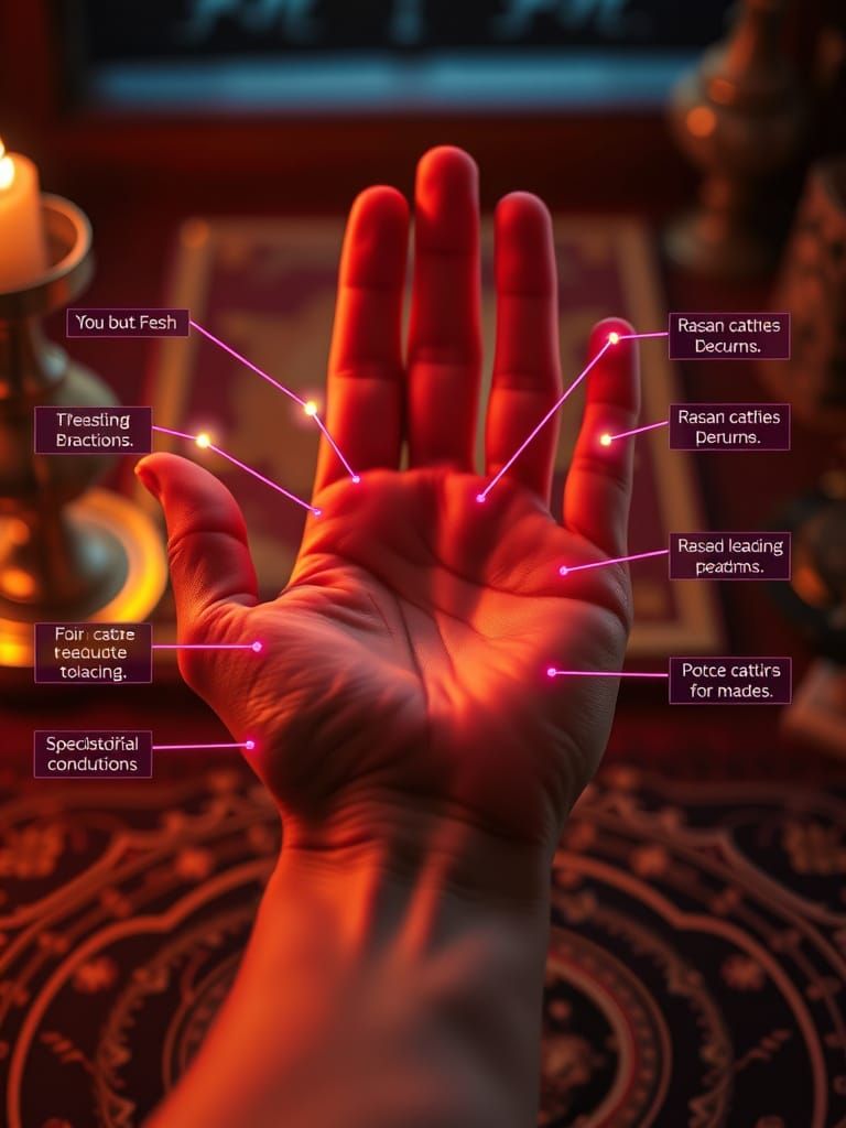 Futuristic Palm Reading with Neon Overlays