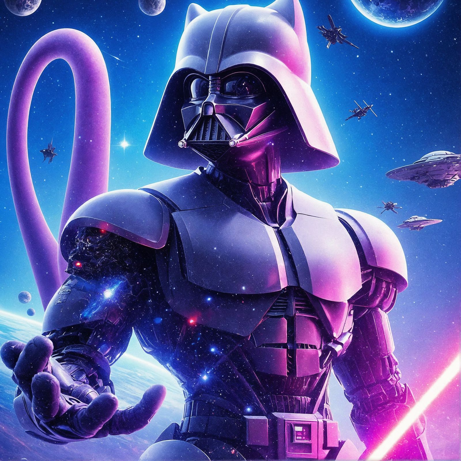 Darth Vader MewTwo Cartoon Mashup in CGI Style