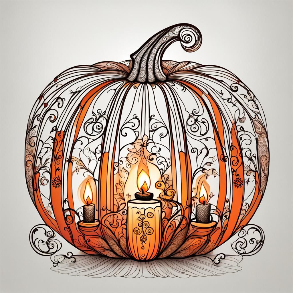 Ornate Filigree Pumpkin with Candle