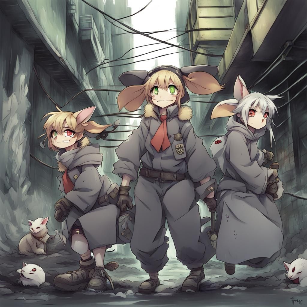 Anime Style Sewer Rats Digital Art