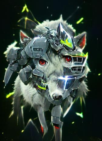 Futuristic Mecha Wolf Illustration