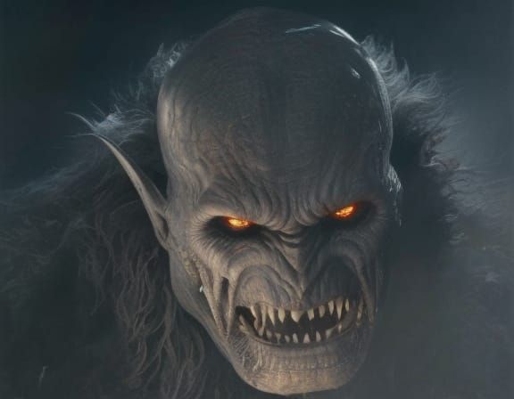 Terrifying Orc Portrait in the Style of Gustave Dorรฉ