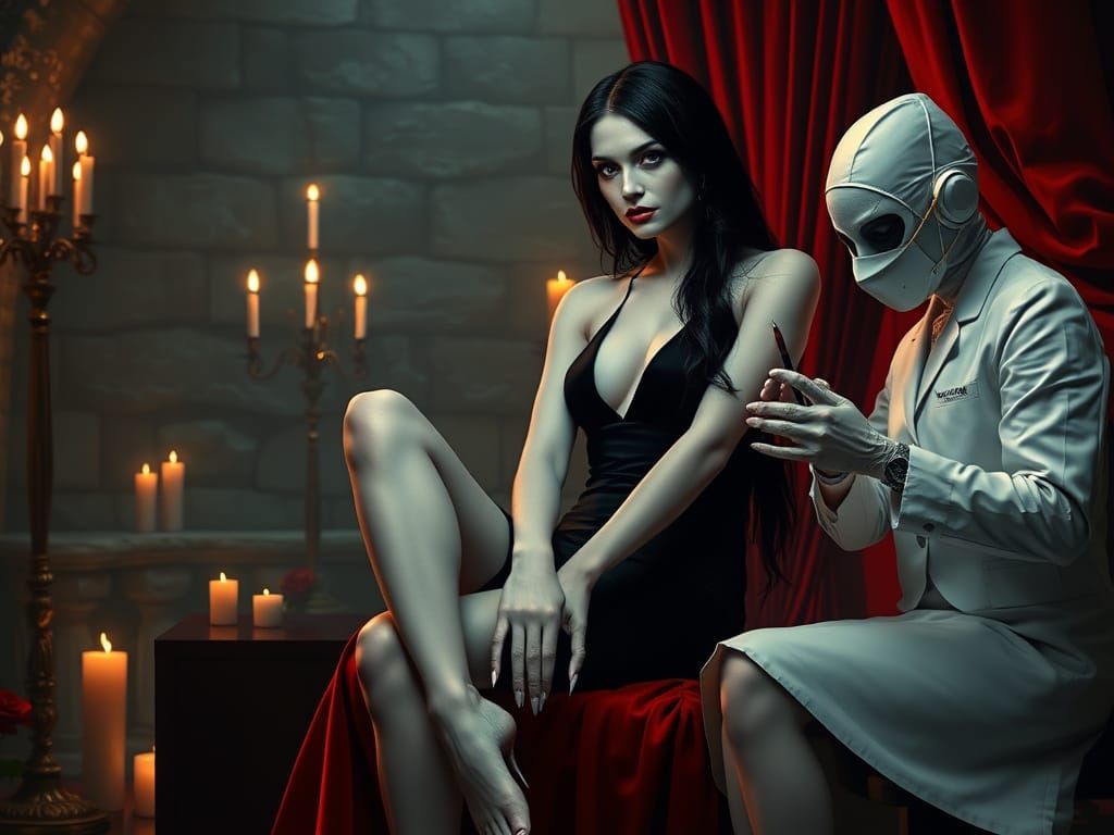 vampire woman having her nails done