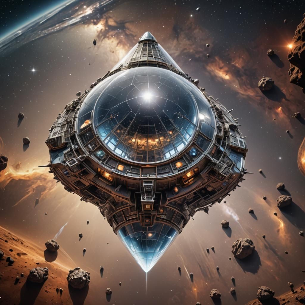 Cosmic Glass Teardrop Starship Lander