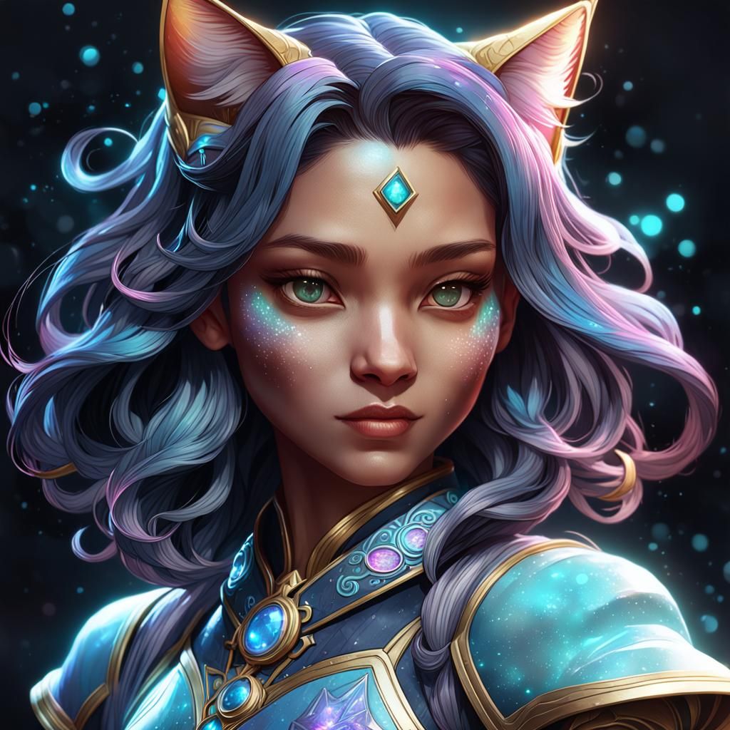 Starlight Nekomata Portrait in Art Nouveau Style