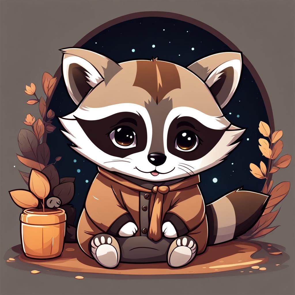 Cozy Anime Raccoon Wallpaper in 1440p