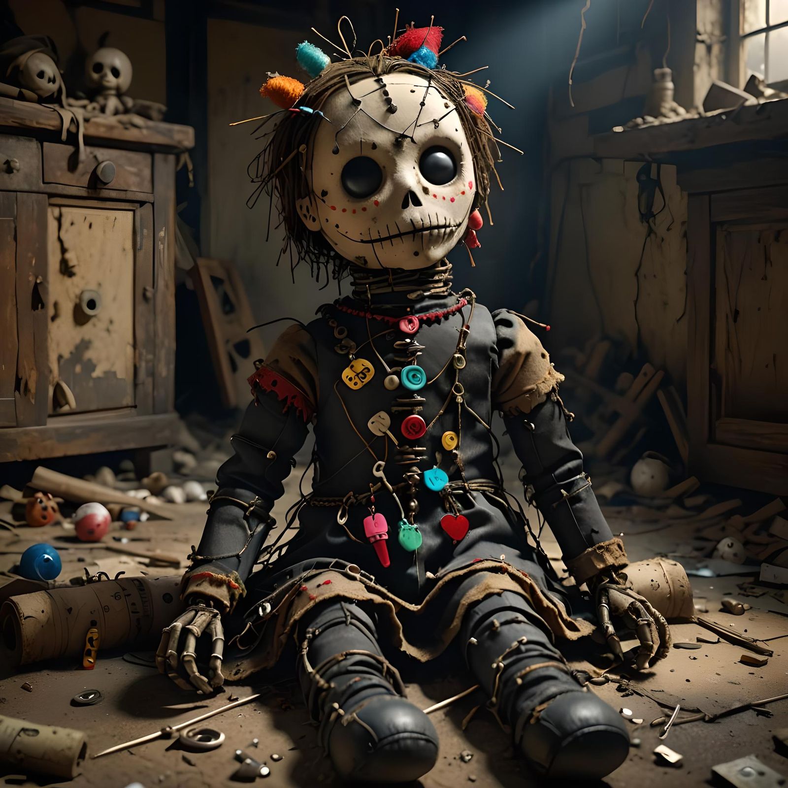 Scary 3D Voodoo Doll in Abandoned House
