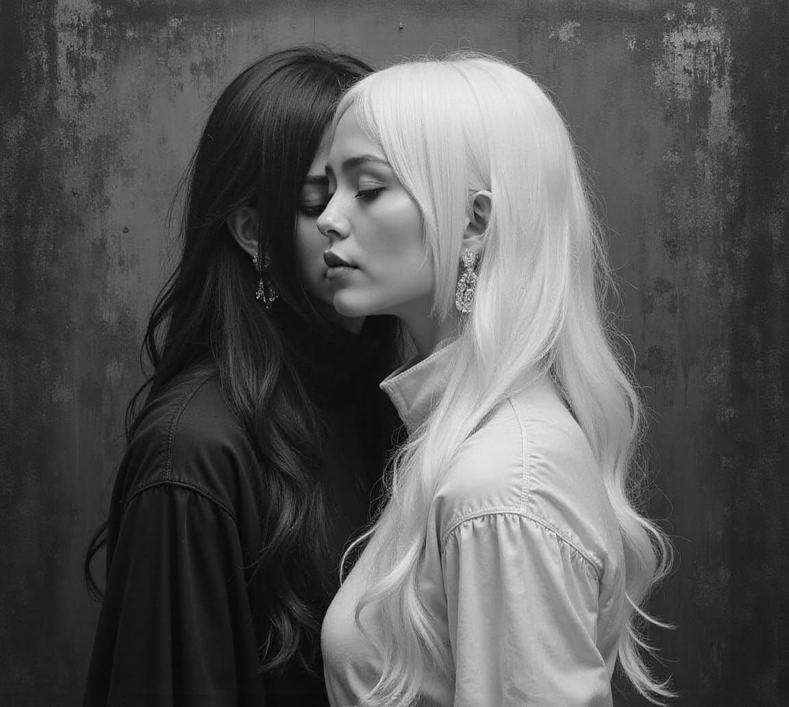 Contrasting Oil Painting of Reflection on Aging