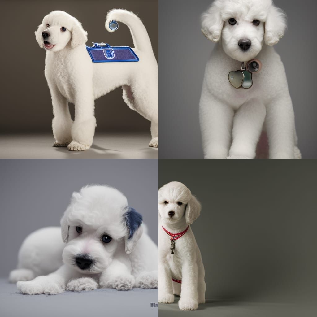 Poodle Puppy Portrait with Military Dog Tags