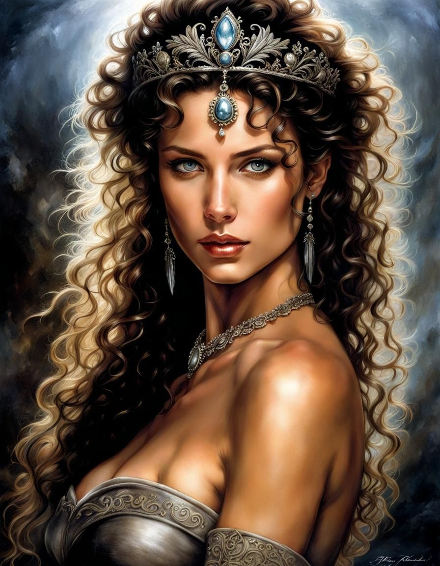 Brunette Amazon Portrait in Realism Style