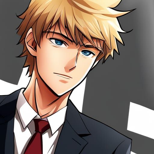 Anime Style Teenage Boy in Suit Jacket