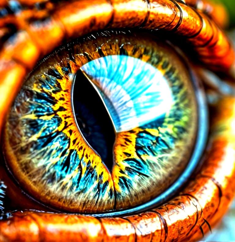Macro Caiman Eye Iris in Polychromatic Colors