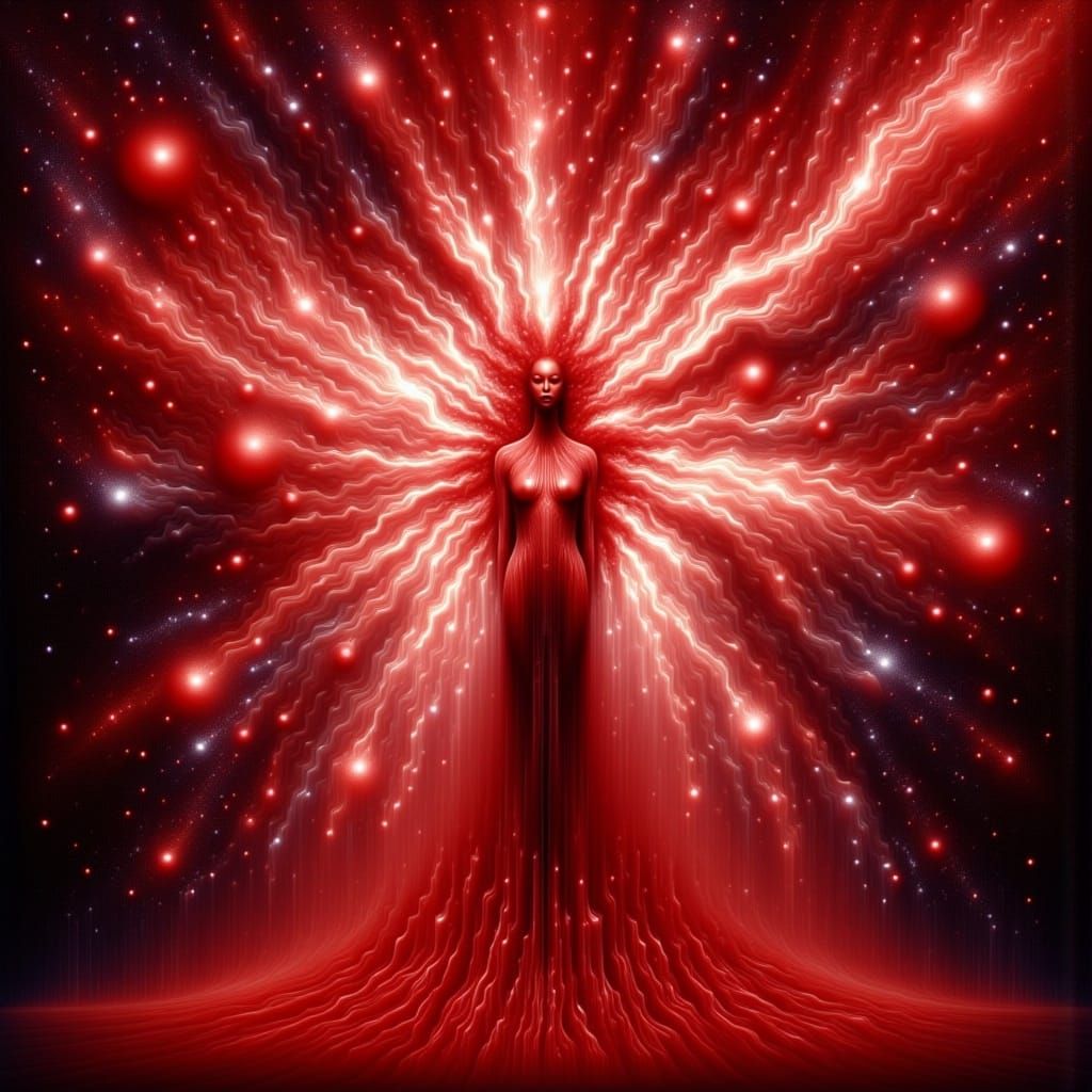 Melting Nebula with Red Alien Figure