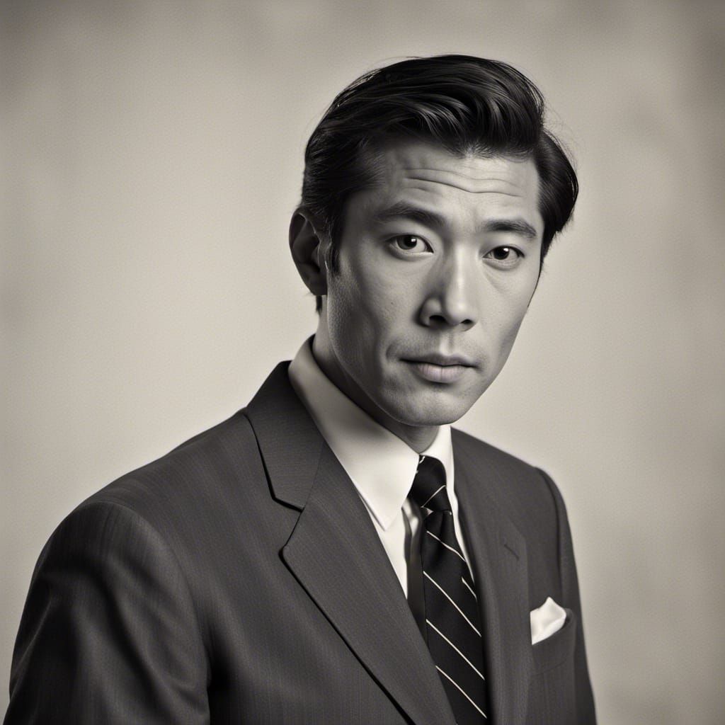 1960s Japanese Detective Portrait in Professional Photograph...