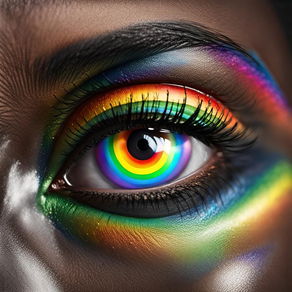 Rainbow Eye on Dark Skin
