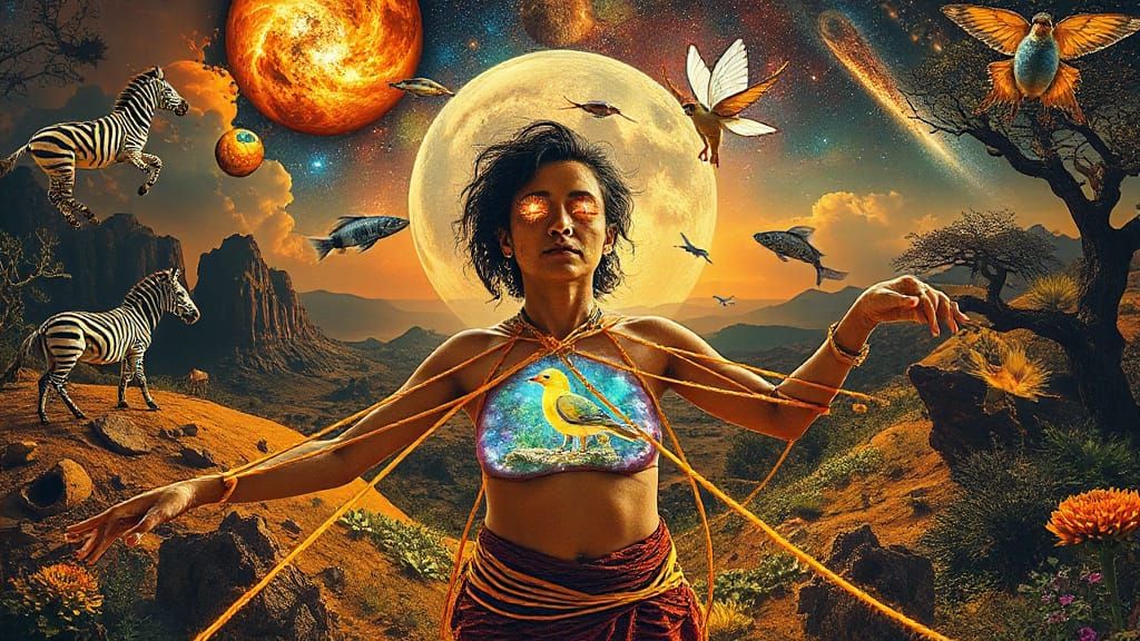 Surreal Transformation Dreamscape with Mystical Elements